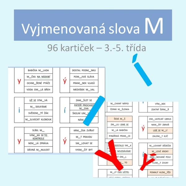 Vyjmenovaná slova po M- kartičky