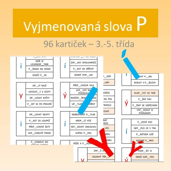 Vyjmenovaná slova po P - kartičky