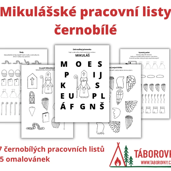 Mikulášské pracovní listy - černobílé