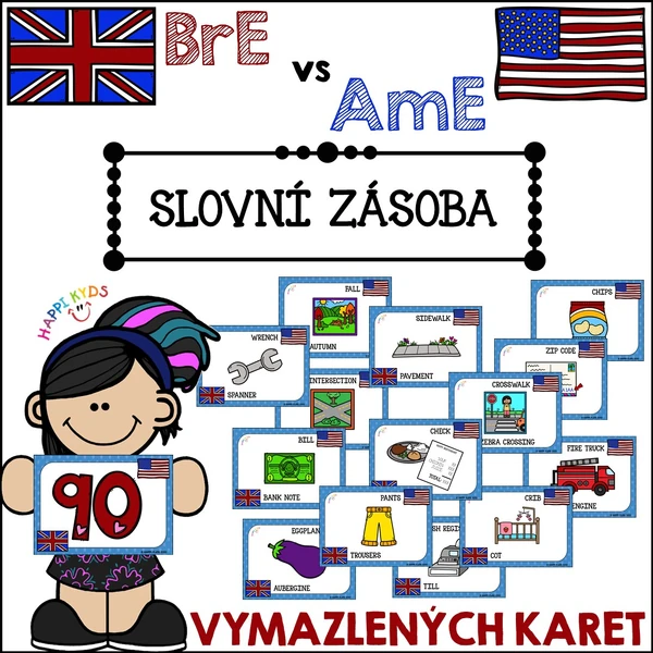 BrE vs AmE - slovní zásoba - 90 karet