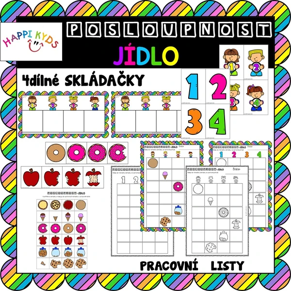 DĚJOVÁ POSLOUPNOST - Jídlo - pracovní listy, podložky a kartičky