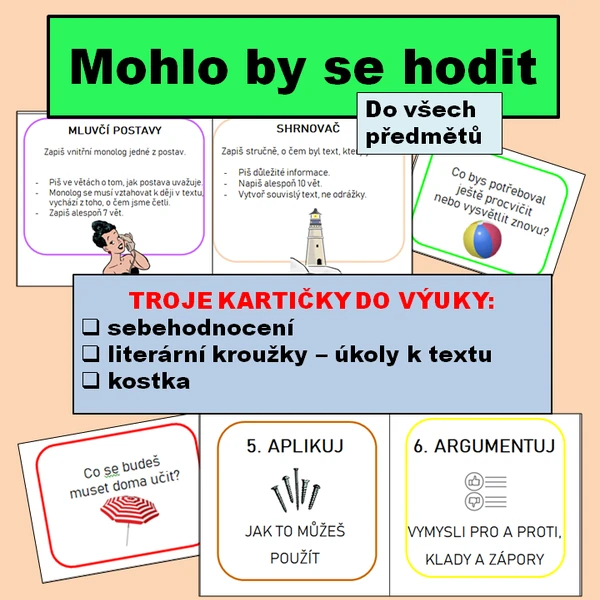 Kartičky - sebehodnocení + literární kroužky