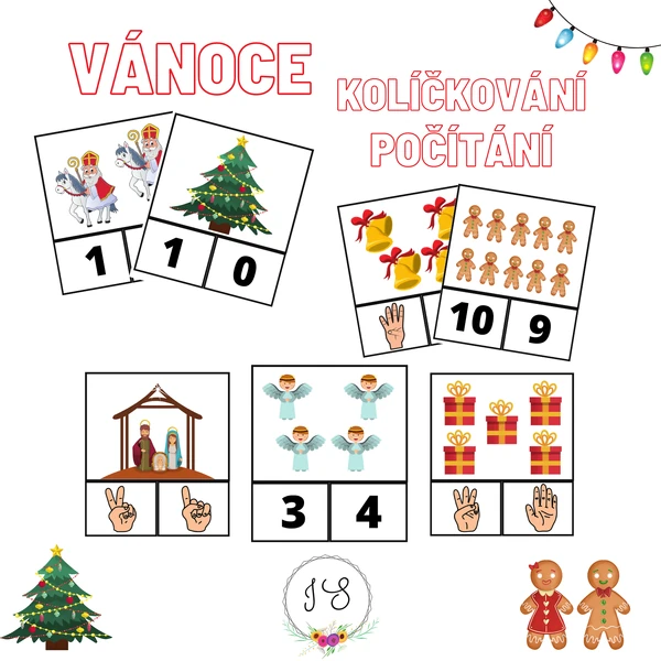 Vánoce - kolíčkování, počítání