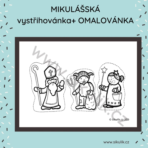 Mikuláššská omalovánka a vystřihovánka