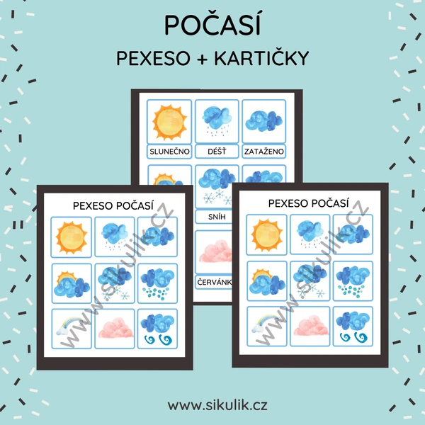PEXESO + SKLÁDACÍ KARTIČKY POČASÍ