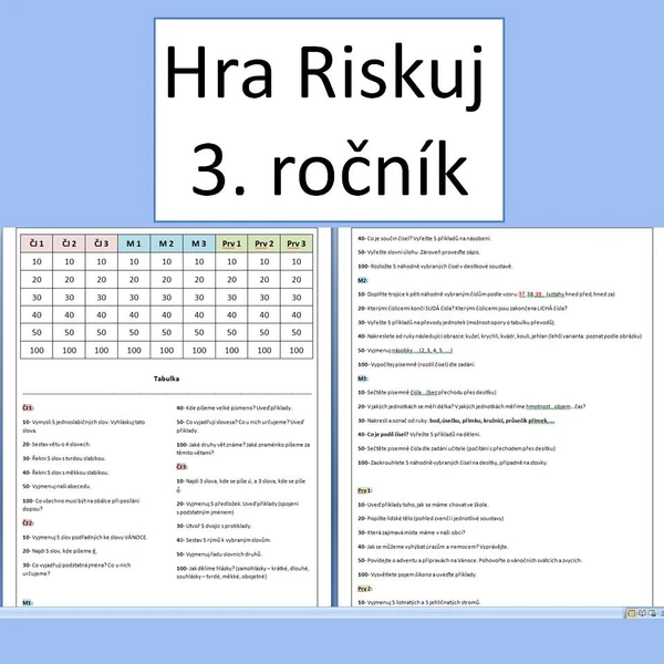 Hra Riskuj - ČJ, M, Prv