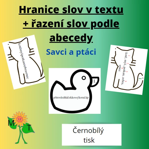 Hranice slov v textu + řazení slov podle abecedy