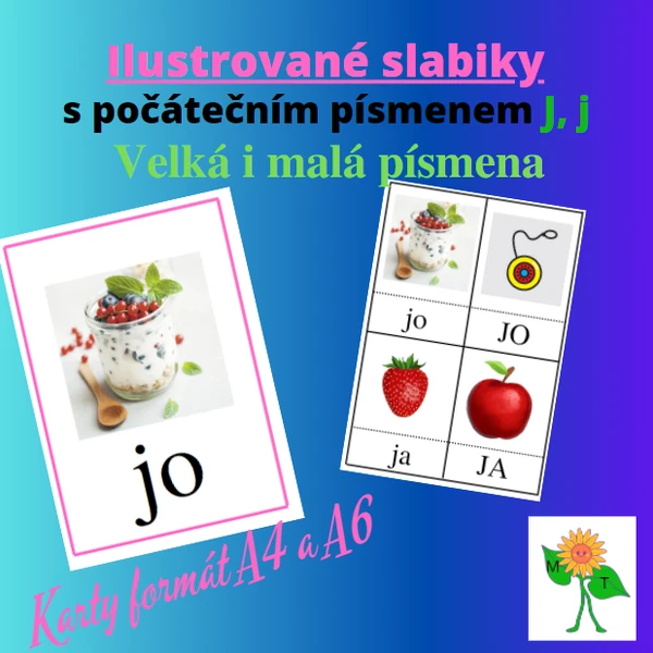 Ilustrované slabiky s písmenem J, j