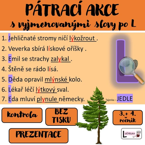 Pátrači - vyjmenovaná slova po L 
