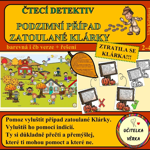 PODZIMNÍ PŘÍPAD ZATOULANÉ KLÁRKY - čtecí detektiv /čtení s porozuměním
