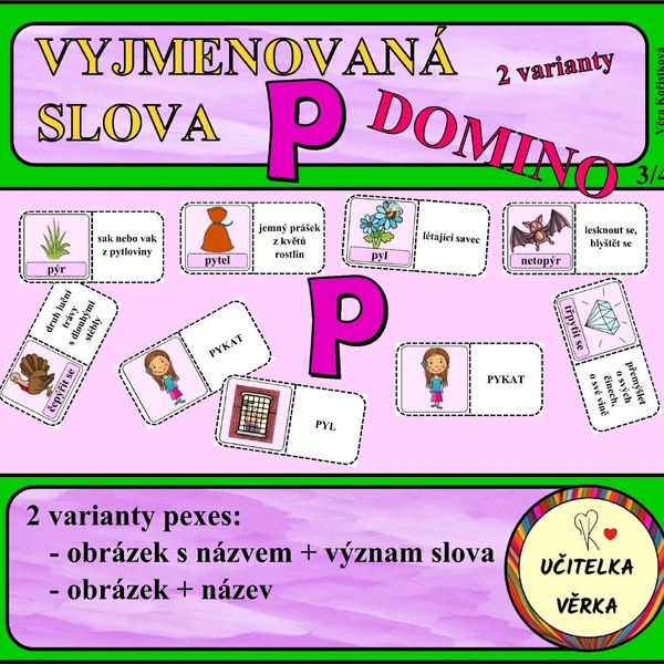 VYJMENOVANÁ SLOVA PO "P" - DOMINO