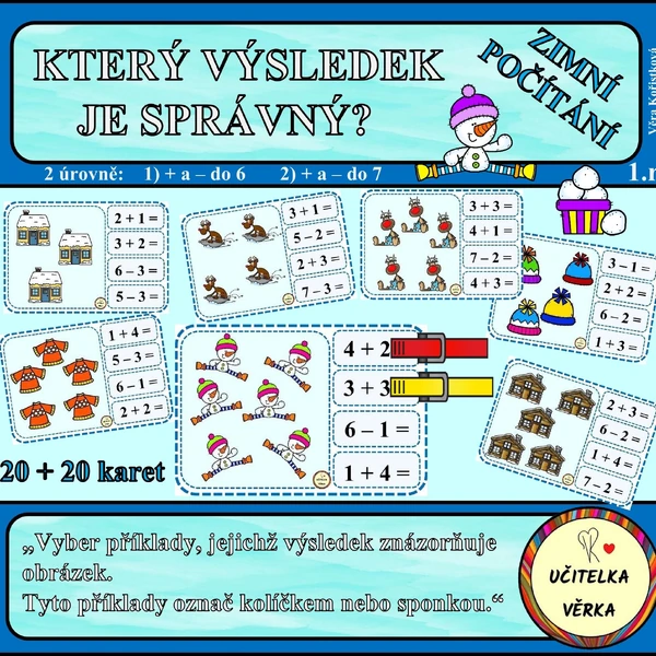 KTERÝ VÝSLEDEK JE SPRÁVNÝ? - zimní počítání do 6/7