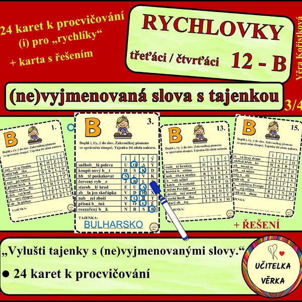 RYCHLOVKY 12. - (ne)VYJMENOVANÁ SLOVA PO B s tajenkou