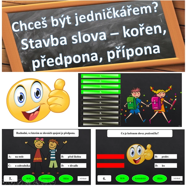 Chceš být jedničkářem? Stavba slova - kořen, předpona, přípona