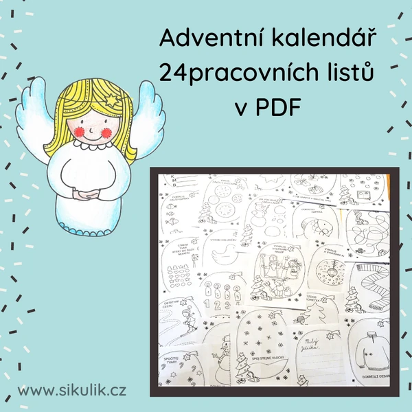Adventní pracovní listy černobílé