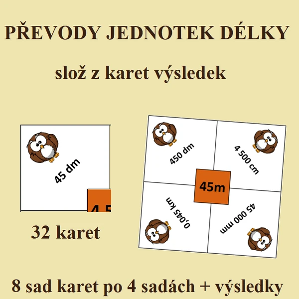 Převody jednotek DÉLKY (slož z karet výsledek)