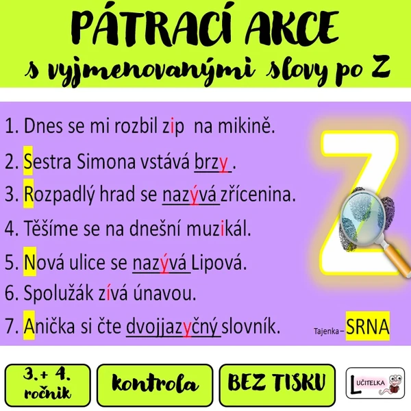 Pátrači - vyjmenovaná slova po Z