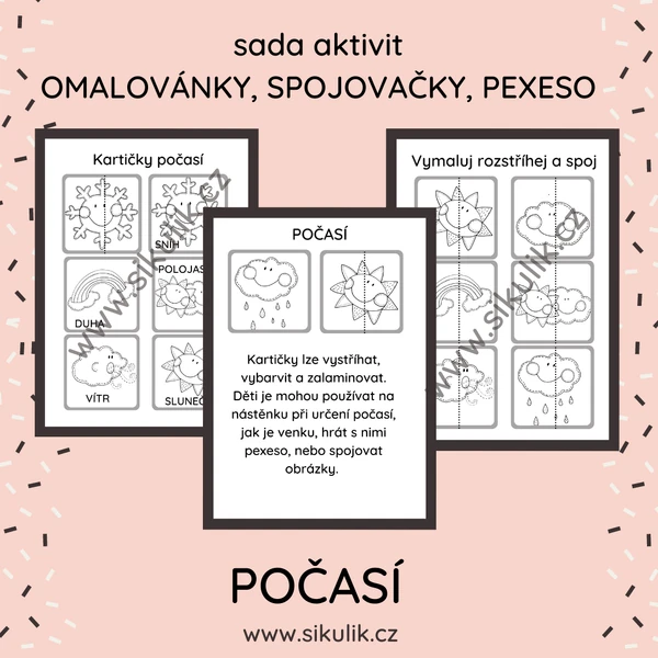 POČASÍ OMALOVÁNKY, SPOJOVAČKY, PEXESO