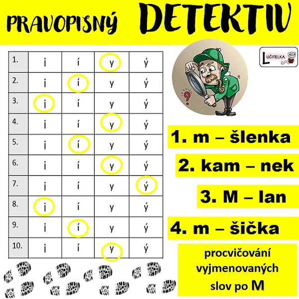 Pravopisný detektiv - vyjmenovaná slova po M