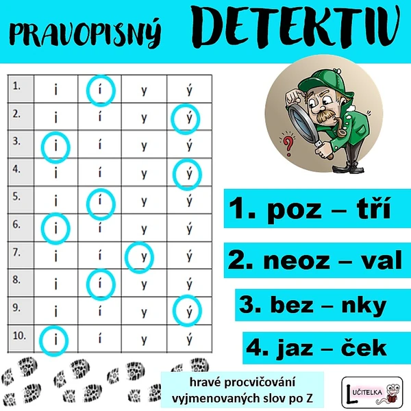 Pravopisný detektiv - vyjmenovaná slova po Z