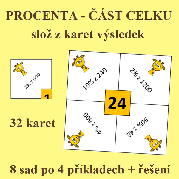 PROCENTA - část celku (slož z karet výsledek)