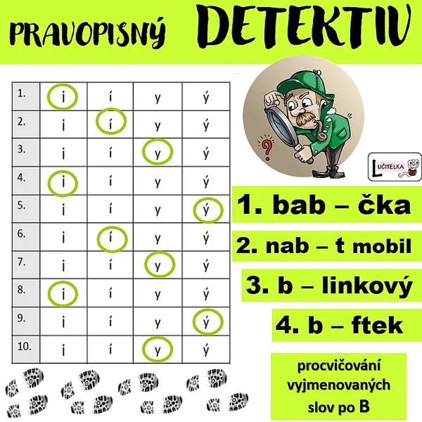 Pravopisný detektiv - vyjmenovaná slova po B