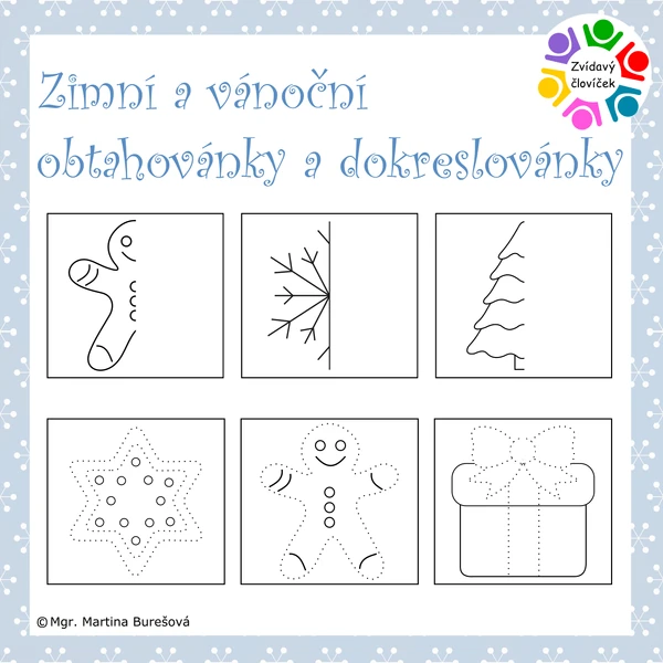 Zimní a vánoční obtahovánky a dokreslovánky 