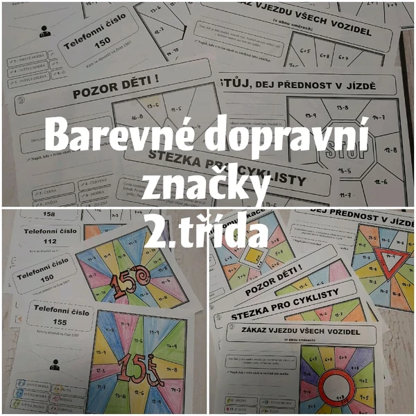 Barevné dopravní značky 1, matematika, prvouka