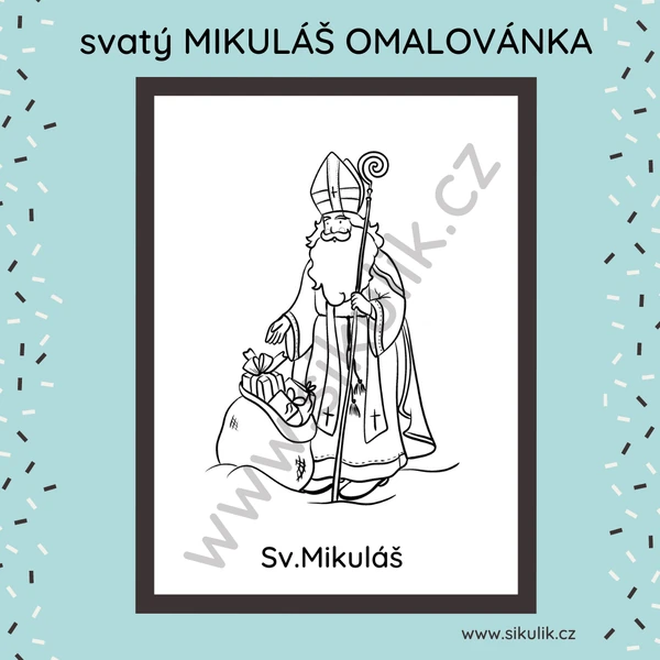 Svatý Mikuláš omalovánka