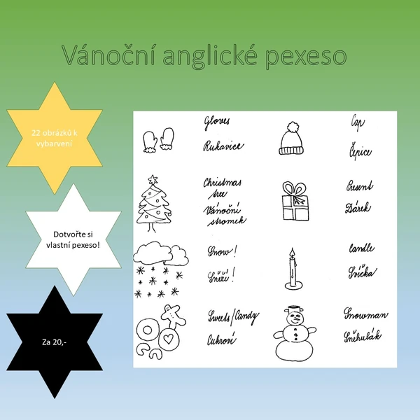 Vánoční anglické pexeso