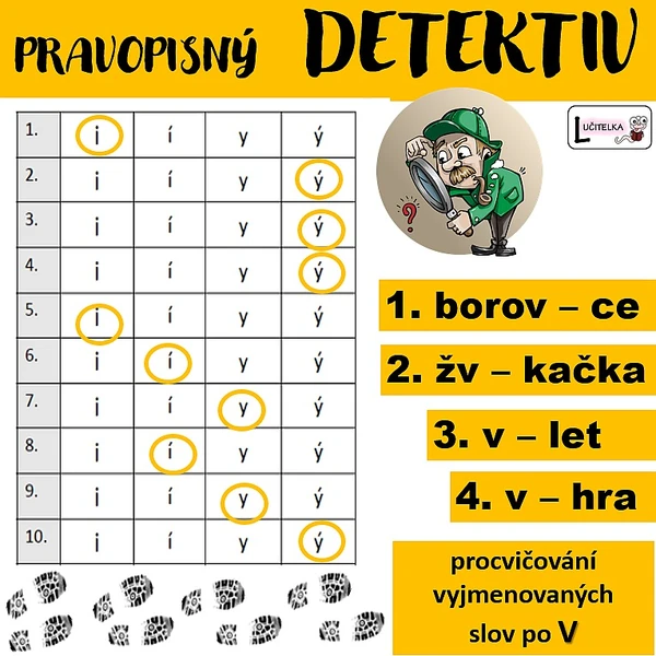 Pravopisný detektiv - vyjmenovaná slova po V
