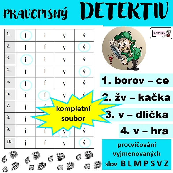 Pravopisný detektiv - vyjmenovaná slova kompletní sada