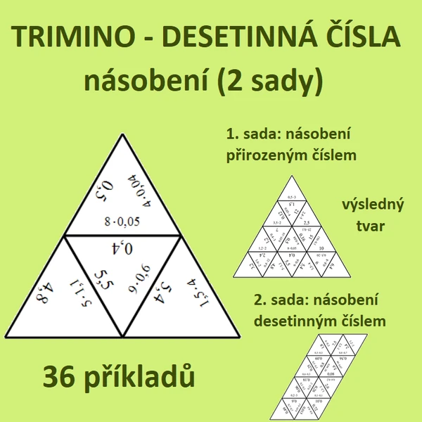 Trimino - DESETINNÁ ČÍSLA - násobení - 2 sady