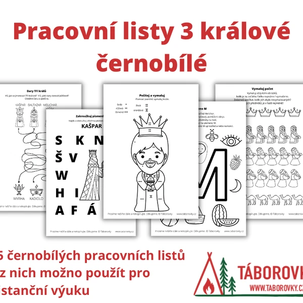 Pracovní listy 3 králové černobílé