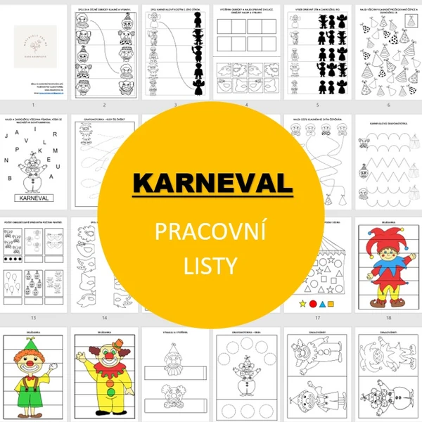 KARNEVAL - pracovní listy pro MŠ