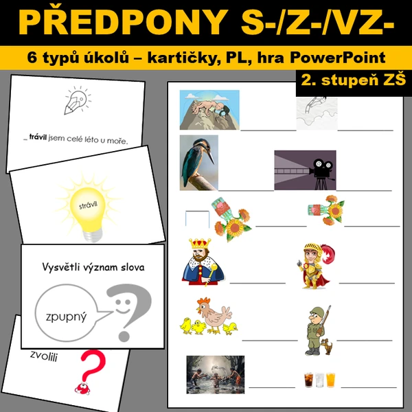 Předpony s-, z-, vz-  KARTIČKY