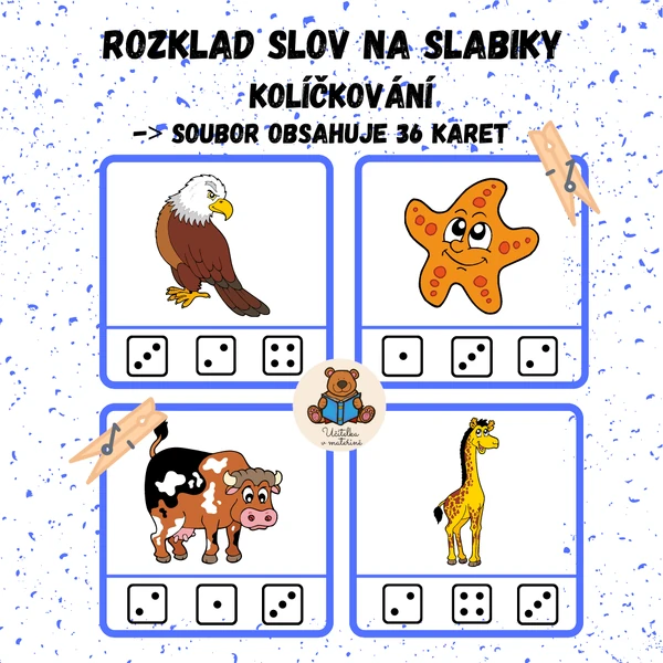 Rozklad slov na slabiky, kolíčkování - zvířata