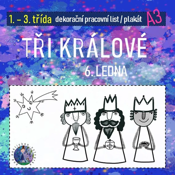 Tři králové - dekorační pracovní list / plakát A3