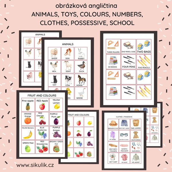 OBRÁZKOVÁ ANGLIČTINA TOYS, ANIMALS, SCHOOL, COLOURS, NUMBERS