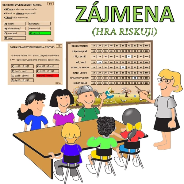 Komplexní procvičení ZÁJMEN - hra RISKUJ! 