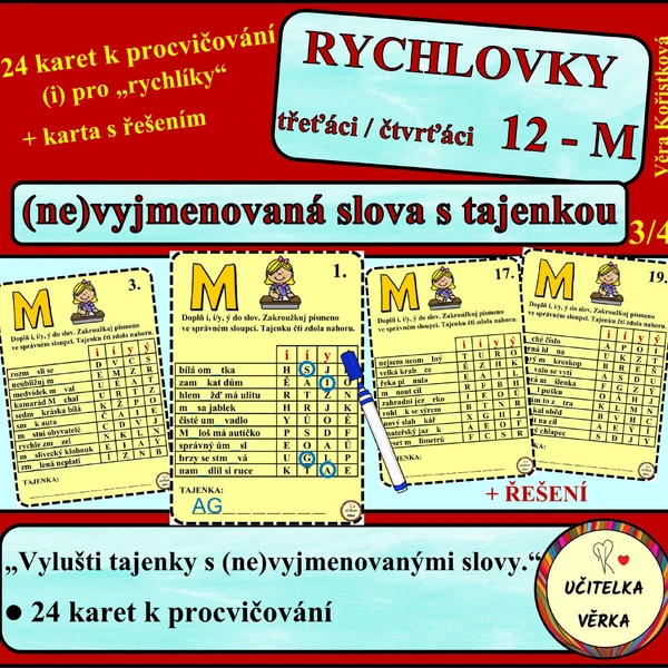 RYCHLOVKY 12 - M - (ne)VYJMENOVANÁ SLOVA PO M s tajenkou