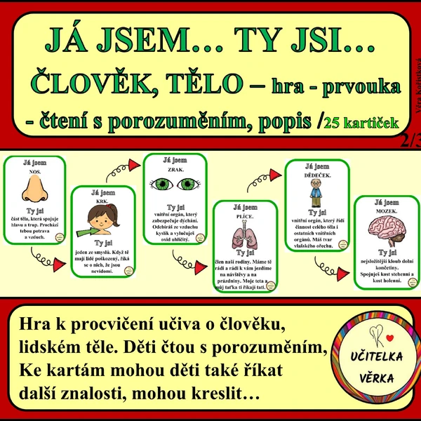 JÁ JSEM... TY JSI... - ČLOVĚK, LIDSKÉ TĚLO - prvouka - hra
