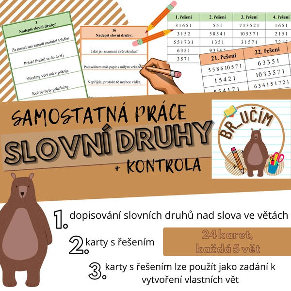 SLOVNÍ DRUHY - karty k dopisování