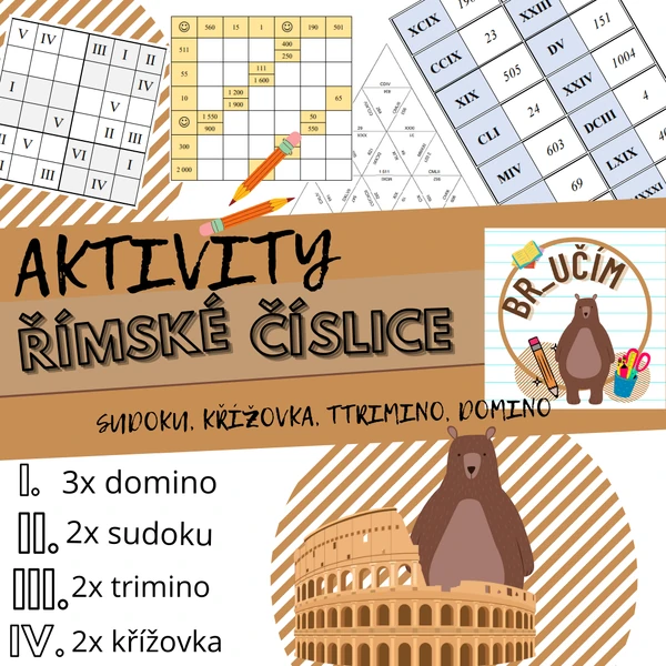 Římské číslice - domino, trimino, křížovka a sudoku