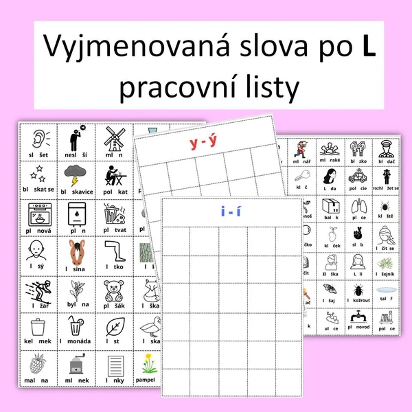 Vyjmenovaná slova po L - pracovní listy