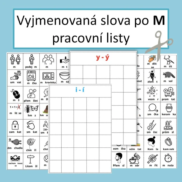 Vyjmenovaná slova po M - pracovní listy