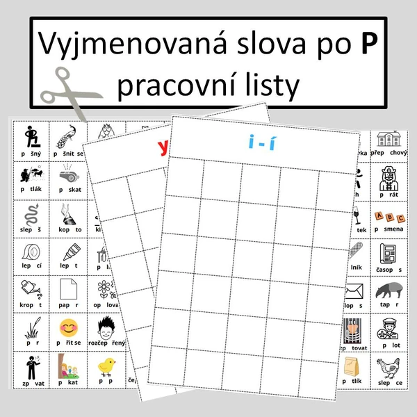 Vyjmenovaná slova po P - pracovní listy