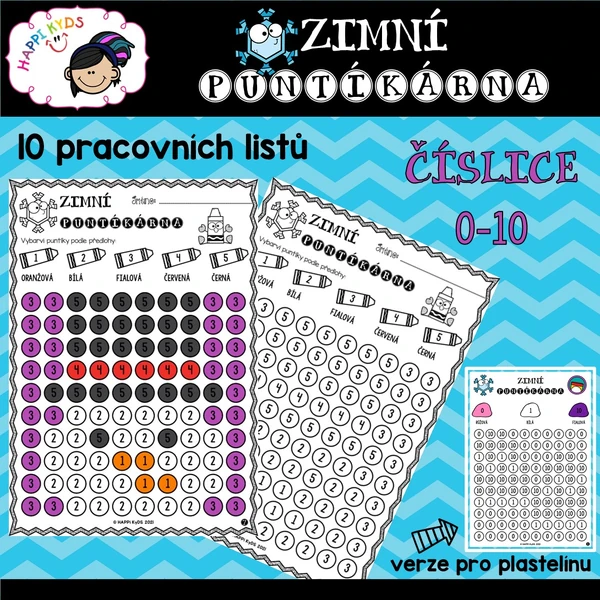 ZIMNÍ puntíkárna - pracovní listy a modelovací podložky