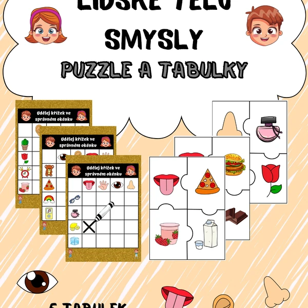 Lidské tělo smysly - puzzle a tabulky