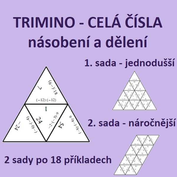 Celá čísla - násobení a dělení - 2 sady (2 úrovně obtížnosti)